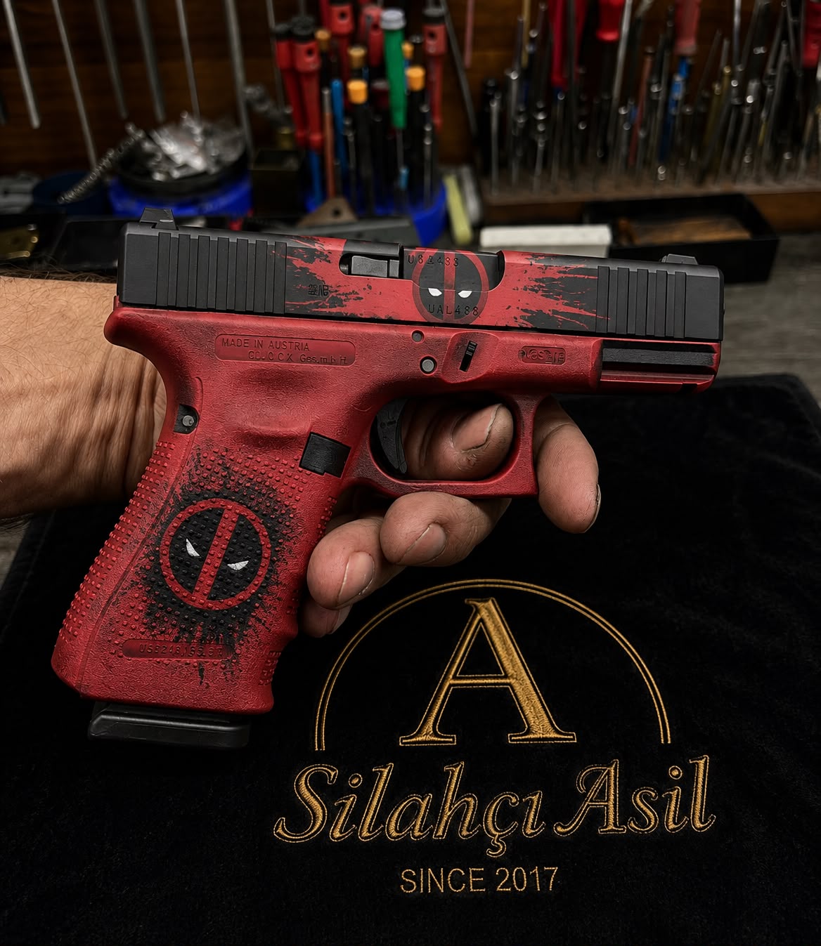 GLOCK 19 GEN 4  A KALİTE CNC YAPIMI (DEADPOOL ÖZEL KAPLAMA)